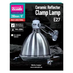 Arcadia Reflector with Clamp and Ceramic E27 Socket, Stainless Steel 01