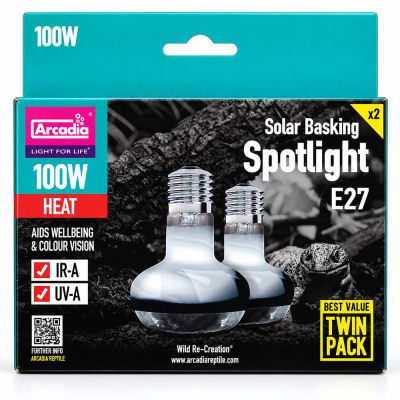 Arcadia Solar Basking Spotlight 100W Twin Pack